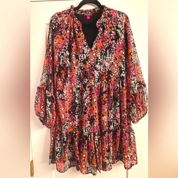 Vince Camuto Women's Tiered Mini Dress Black/Multi - Picture 2 of 8